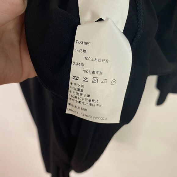 Max Mara Black Asymmetric Surplice Dress with Sheer Sleeves - Picture 8 of 9